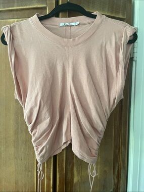 Alexander Wang Sleeveless Drawstring Ruched Pink Top